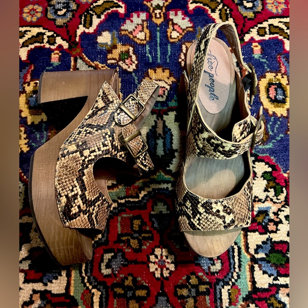 Free People Wooden Heels -Never Worn